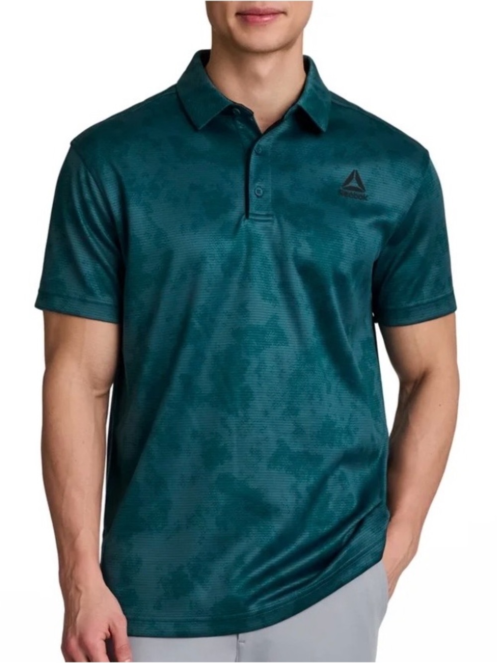 Reebok Performance Polo Shirt Balsam Print Green Camo NWT